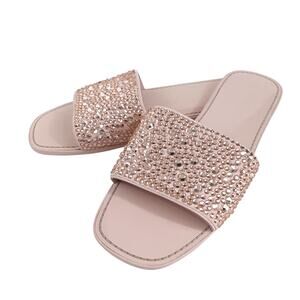Kate Spade All That Glitters Slide Sandals Blush Pink Rhinestone Womens 9 Y2K